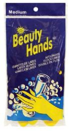 144 Cases B.h. Latex Glove Medium Yellow Flock Lined - Kitchen Gloves