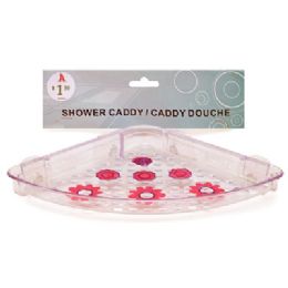 36 Pieces Shower Caddy Triangle 7 X 10 X 1.25 Inch With 4 Suction Hooks Floral Design - Shower Accessories
