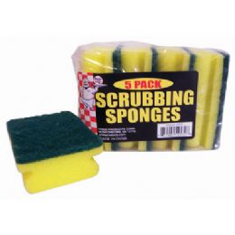 48 of Scrubbing Sponge 5 Pack 4 X 3 Inches In Display