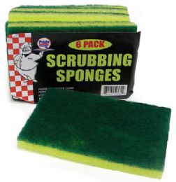 48 Pieces Scrubbing Sponge 6 Pack 4.5 X 3 X .5 Inches In Display - Scouring Pads & Sponges