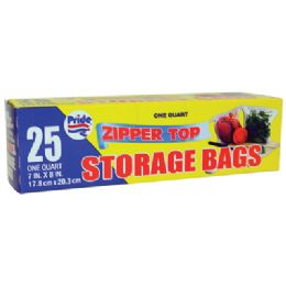 48 Pieces Storage Bag 25 Count 1 Quart Zip Top - Bags Of All Types