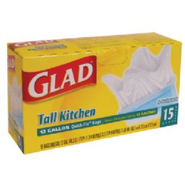 12 Pieces Glad Tall Kithcen Trash Bags 15 Count 13 Gallon Quick Tie - Garbage & Storage Bags