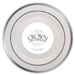 12 Pieces Crown Dinnerware Dessert Plate 7 Inch 10 Pack Executive Collection White/silver - Disposable Plates & Bowls