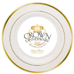 12 Pieces Crown Dinnerware Soup Bowl 10 Pack 12 Oz Executive Collection White/gold - Disposable Plates & Bowls