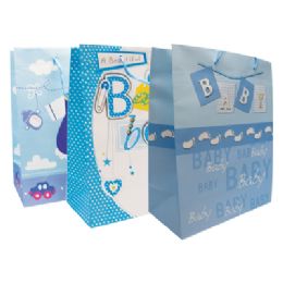 48 of Baby Boy Gift Bag 18 X 13 X 4 Inch Jumbo Assorted Designs