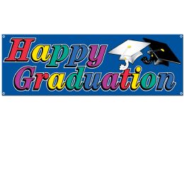 12 Pieces Happy Graduation Sign Banner AlL-Weather; 4 Grommets - Party Banners