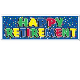 12 Pieces Happy Retirement Sign Banner AlL-Weather; 4 Grommets - Party Banners