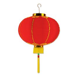 12 Pieces Good Luck Lantern W/tassel Ornamental Red & Gold Rayonese Lantern - Hanging Decorations & Cut Out