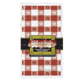 12 Pieces Gingham Tablecover Red; Plastic - Table Cloth