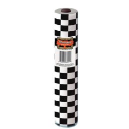 Checkered Table Roll Black & White; Plastic - Party Paper Goods