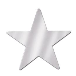 24 Pieces Foil Star Cutout Silver; Foil 2 Sides - Hanging Decorations & Cut Out