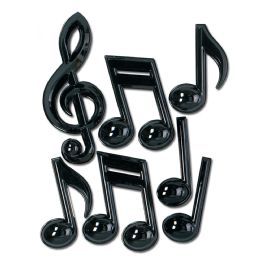 12 Units of Black Plastic Musical Notes - Party Novelties