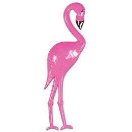24 Pieces Plastic Flamingo Asstd Rights & Lefts; Pink W/black Print - Party Novelties