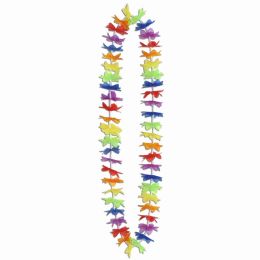 50 Units of Silk 'n Petals Rainbow Floral Lei MultI-Color - Party Novelties