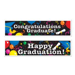 12 Pieces Graduation Banners Asstd Designs; AlL-Weather - Party Banners