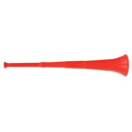 12 Pieces Stadium Horn Red; Plastic; Collapses To 15 - Party Novelties