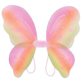 12 Units of Nylon Fairy Wings MultI-Color; Elastic Armbands - Party Novelties