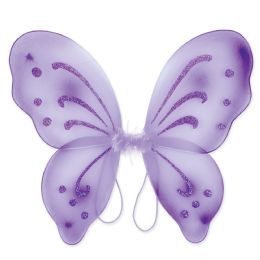 12 Units of Nylon Fairy Wings Purple; Elastic Armbands - Party Novelties