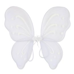 12 Units of Nylon Fairy Wings White; Elastic Armbands - Party Novelties