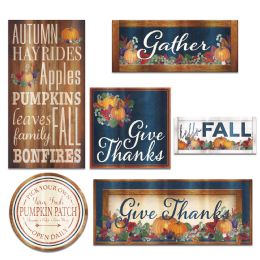 12 Pieces Foil Fall Thanksgiving Cutouts Foil 1 Side/prtd 2 Sides - Hanging Decorations & Cut Out