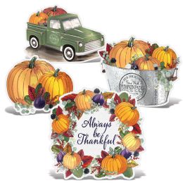 12 Pieces Foil Fall Thanksgiving Cutouts W/easels Assembly Required - Hanging Decorations & Cut Out