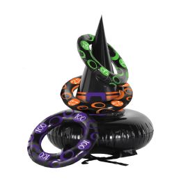 12 of Inflatable Witch Hat Ring Toss Witch Hat W/tie Chin Straps & 3 Rings Included