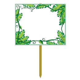 6 Pieces Blank  Jungle Yard Sign Blank W/jungle Vines Border; Border 2 Sides; Attached To 24  Pine Stake - Hanging Decorations & Cut Out