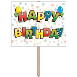 6 Pieces Happy Birthday Yard Sign Prtd 2 Sides; Attached To 24  Pine Stake - Hanging Decorations & Cut Out