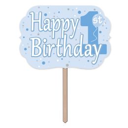 6 Pieces 1st Birthday Yard Sign Prtd 2 Sides; Attached To 24  Pine Stake - Hanging Decorations & Cut Out