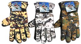 36 of Men's Camouflage Ski Gloves W/ Grips