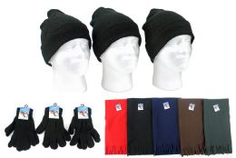 Adult Beanie Knit Hats, Magic Gloves, And Solid Scarves Combo Packs