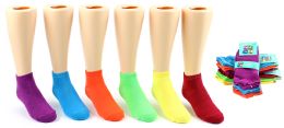 Girl's Low Cut Novelty Socks - Neon Solid Colors - Size 6-8