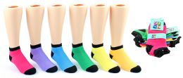 Toddler Girl's Low Cut Novelty Socks - Neon W/ Black Heel & Toe - Size 2-4