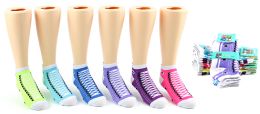 Girl's Low Cut Novelty Socks - Sneaker Print - Size 4-6