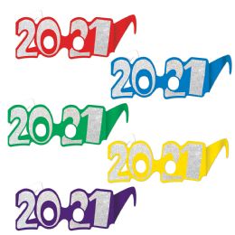 50 Units of 2021  Glittered Foil Eyeglasses Asstd Colors; One Size Fits Most - Party Favors