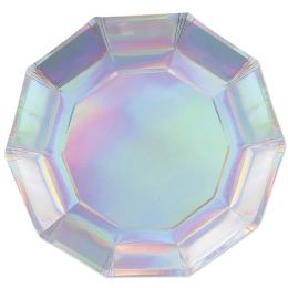 12 Pieces Iridescent Decagon Plates - Party Accessory Sets