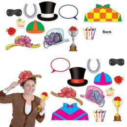 12 Pieces Horse Racing Photo Fun Signs Prtd 2 Sides W/different Designs - Photo Prop Accessories & Door Cover