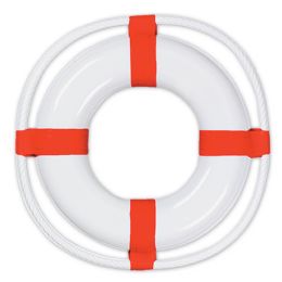 24 Pieces Plastic Life Preserver White W/red Print - Party Supplies