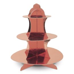 12 Pieces Metallic Cupcake Stand Rose Gold; Foil 2 Sides; Assembly Required - Party Center Pieces