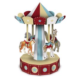 12 Pieces 3-D Vintage Circus Carousel Centerpiece Assembly Required - Party Center Pieces