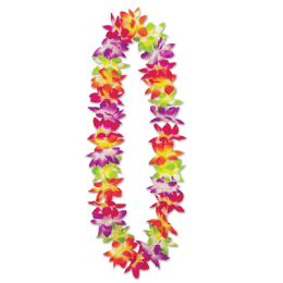 12 Pieces Maui Floral Lei MultI-Color - Party Necklaces & Bracelets