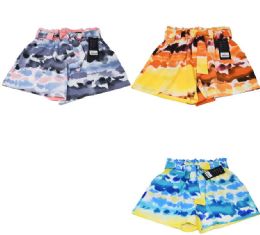 24 Wholesale Womens Abstract Cloud Patterns Paper Bag Waist Rayon Shorts Size S / M