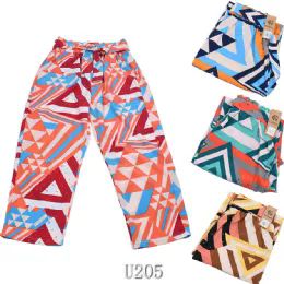 24 Wholesale Abstract Pattern Rayon Pants Size L