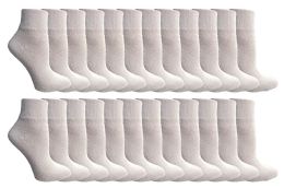 24 Wholesale Yacht & Smith Kids Cotton Quarter Ankle Socks In White Size 4-6
