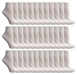 36 Wholesale Yacht & Smith Men's Cotton Sport Ankle Socks Size 10-13 Solid White
