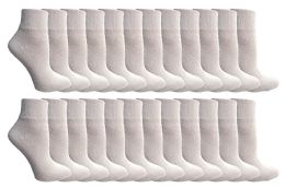 24 Pairs Yacht & Smith Kids Cotton Quarter Ankle Socks In White Size 6-8 - Boys Ankle Sock