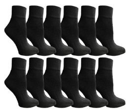 12 Pairs Yacht & Smith Men's Cotton Quarter Ankle Sport Socks Size 10-13 Solid Black - Mens Ankle Sock