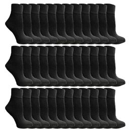 36 Wholesale Yacht & Smith Men's Cotton Black Quarter Ankle Socks