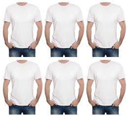 6 Wholesale Mens Cotton Short Sleeve T Shirts Solid White Size L