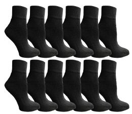 12 Wholesale Yacht & Smith Kids Cotton Quarter Ankle Socks In Black Size 6-8